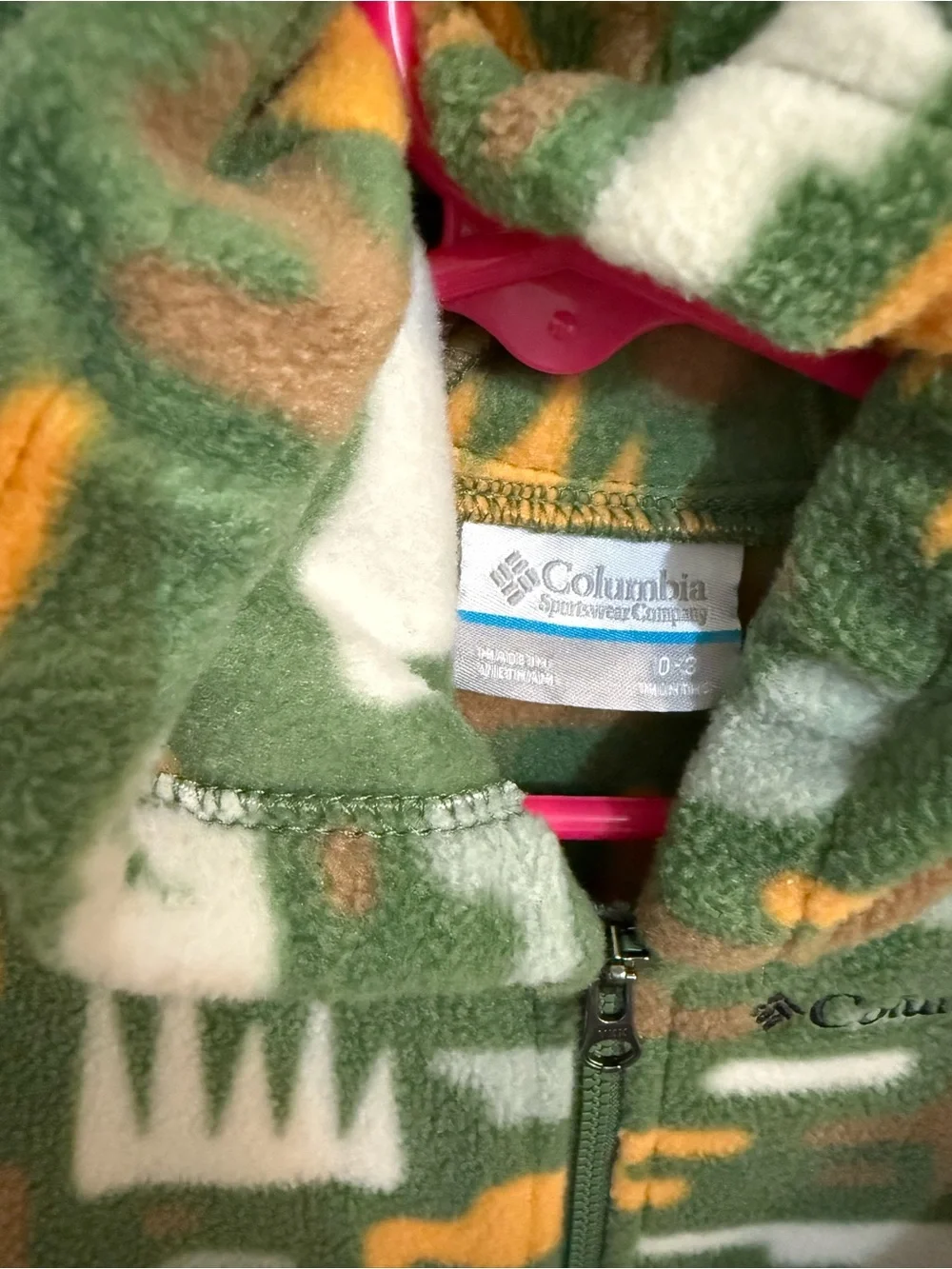Columbia Green, Brown & Yellow Patterned Fleece Infant One-Piece